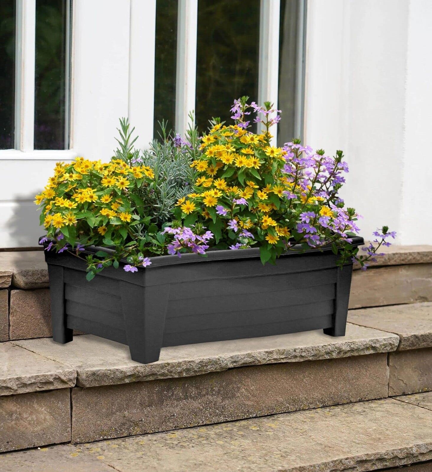 5X Extra Large 55cm Long Garden Planter Plant Pot Plastic Trough Raised Planter