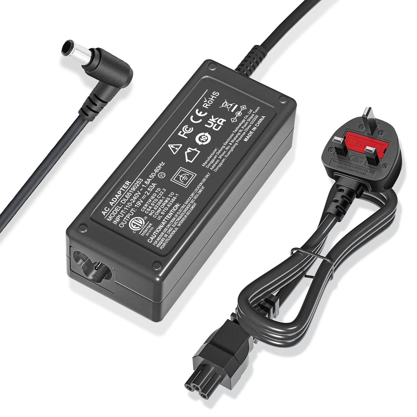 19V 2.53A Adapter Charger for LG Electronics 19"20"22"23"24"27"29"34" Monitor LCD LED HD TV Widescreen Flatron IPS236V E2351T E2750VR E2290T E2360T; Samsung UN32J4000 Power Supply Cable