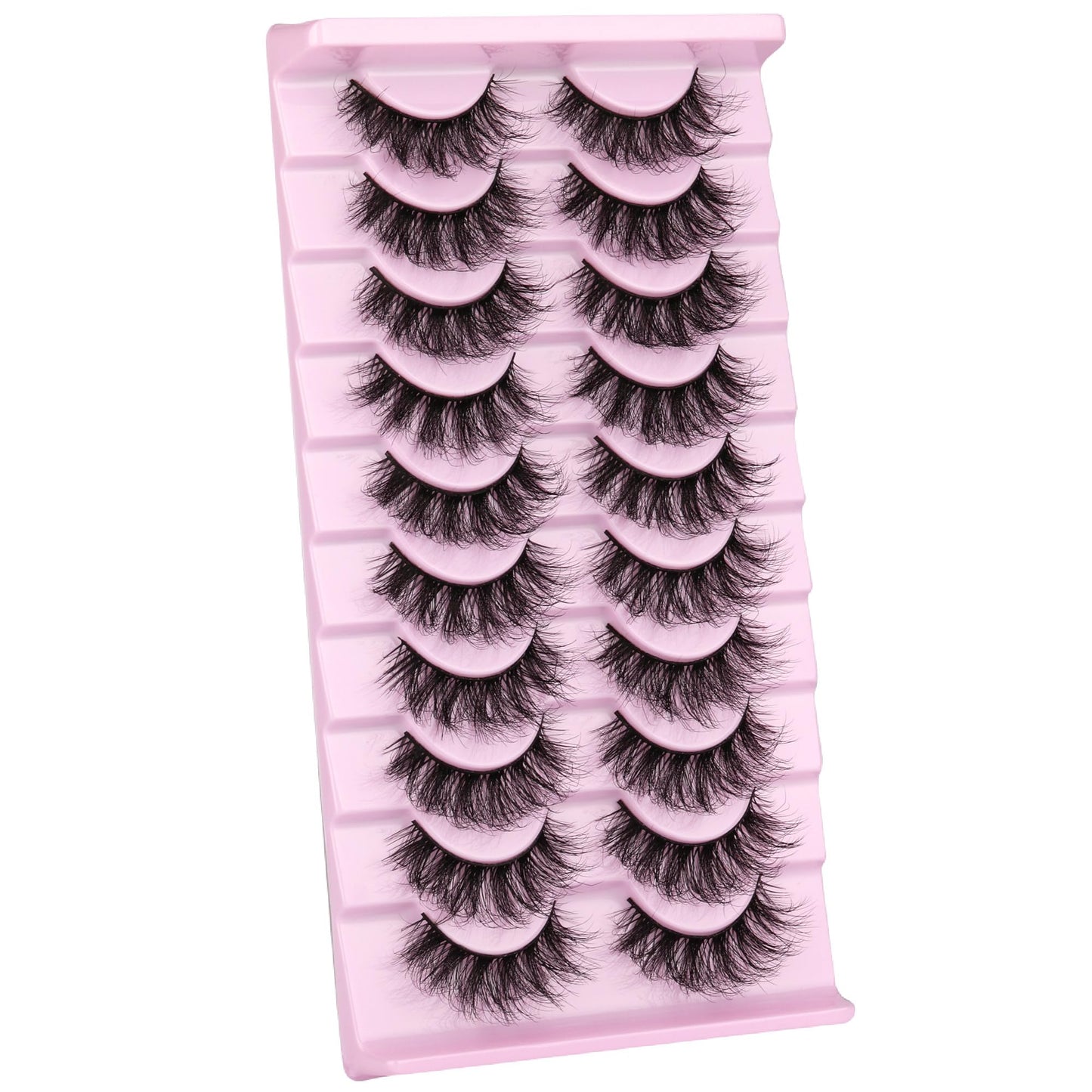 wiwoseo Eyelashes Natural Fluffy Faux Mink Lashes 3D Thick Volume D Curl Wispy Eyelashes that Look Like Extensions Fake Eyelashes 10 Pairs Pack A-16MM-i