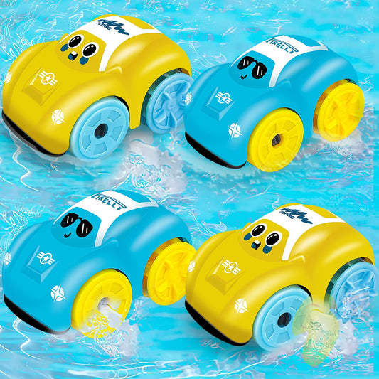 Ynanimery 4 Pcs Bath Toy Wind Up Cars for Kids Toddlers Baby Bath Time Interactive Clockwork Twist Car Toys, Bathtub Water Floating Swimming Pool Toys for 1-3 Year Olds