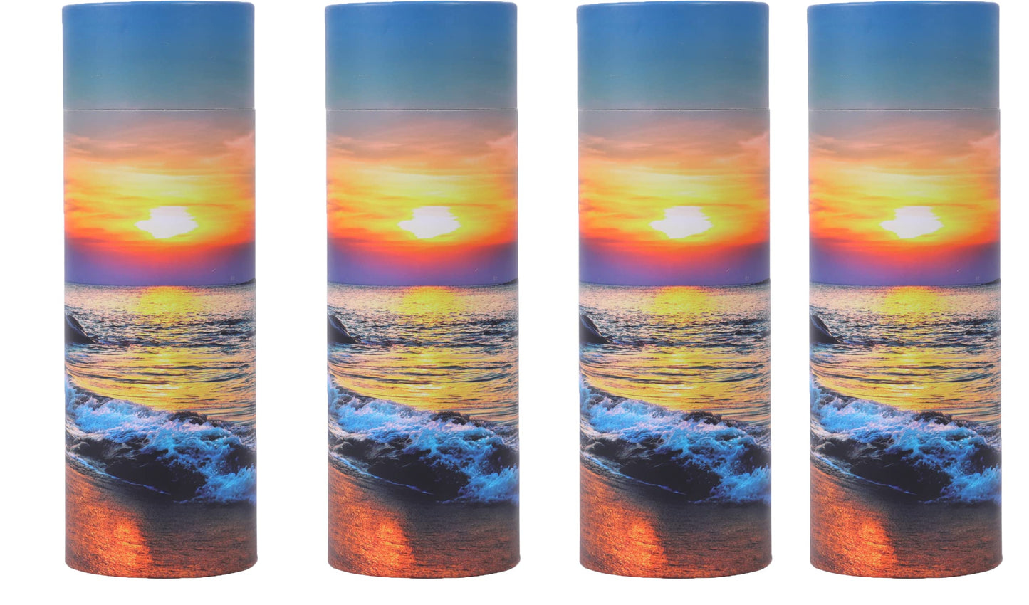 youdear memorials Ocean Sunset Scattering Urn – Biodegradable Scatter Tube for Ashes - Cremation Urn for Adult Ashes (Set of 4) Set of 4