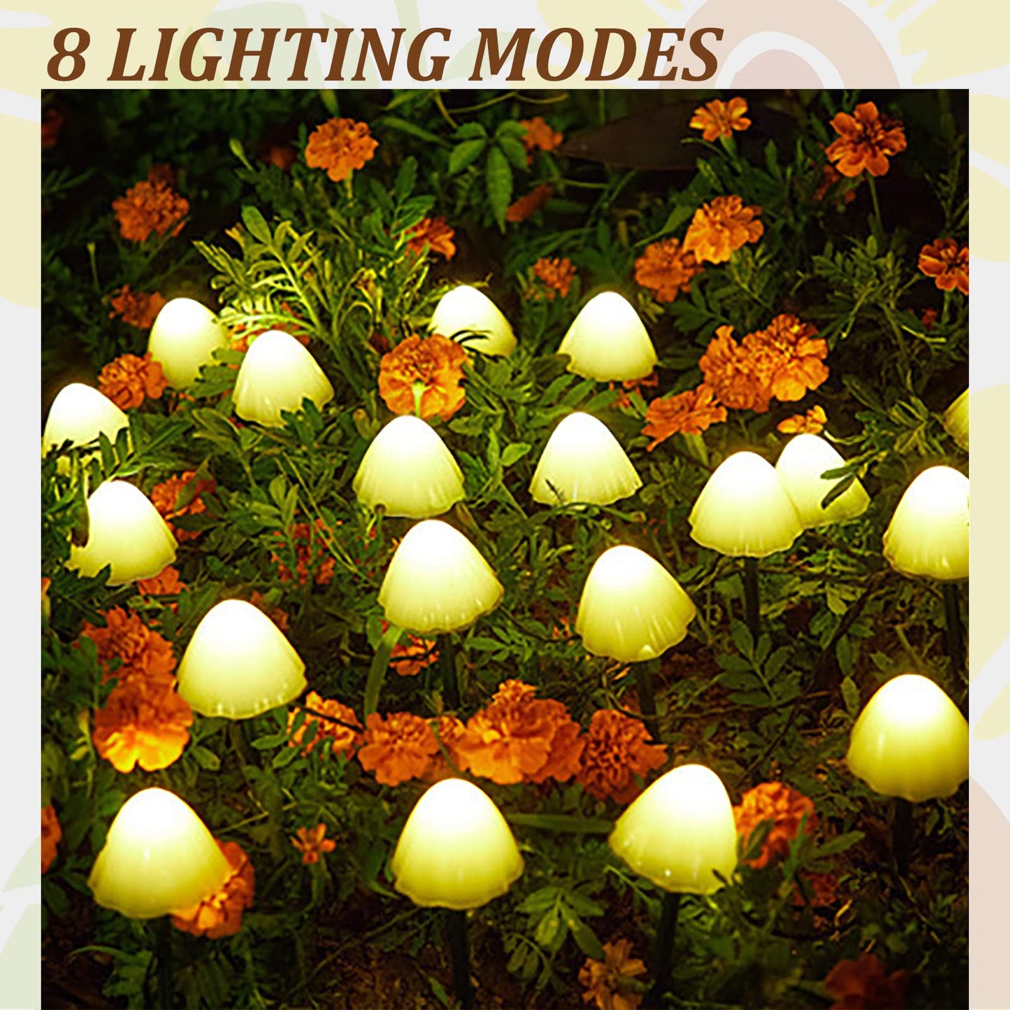 ZVO Solar Outdoor String Lights, Set of 12 LED Mini Cute Mushroom Pathway Lights, Solar Outside Waterproof Lamp Grass Decor for Garden Patio Wedding Festival Christmas(Warm White) Warm White