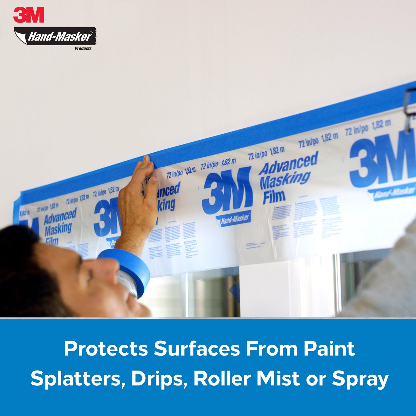 3M Hand-Masker Pre-assembled Masking Film & Tape M3000 - Use on Windows, Doors, Bathtubs and Other Surfaces - Protects Surfaces from Paint Splatters Hand-Masker Kit (EU version)