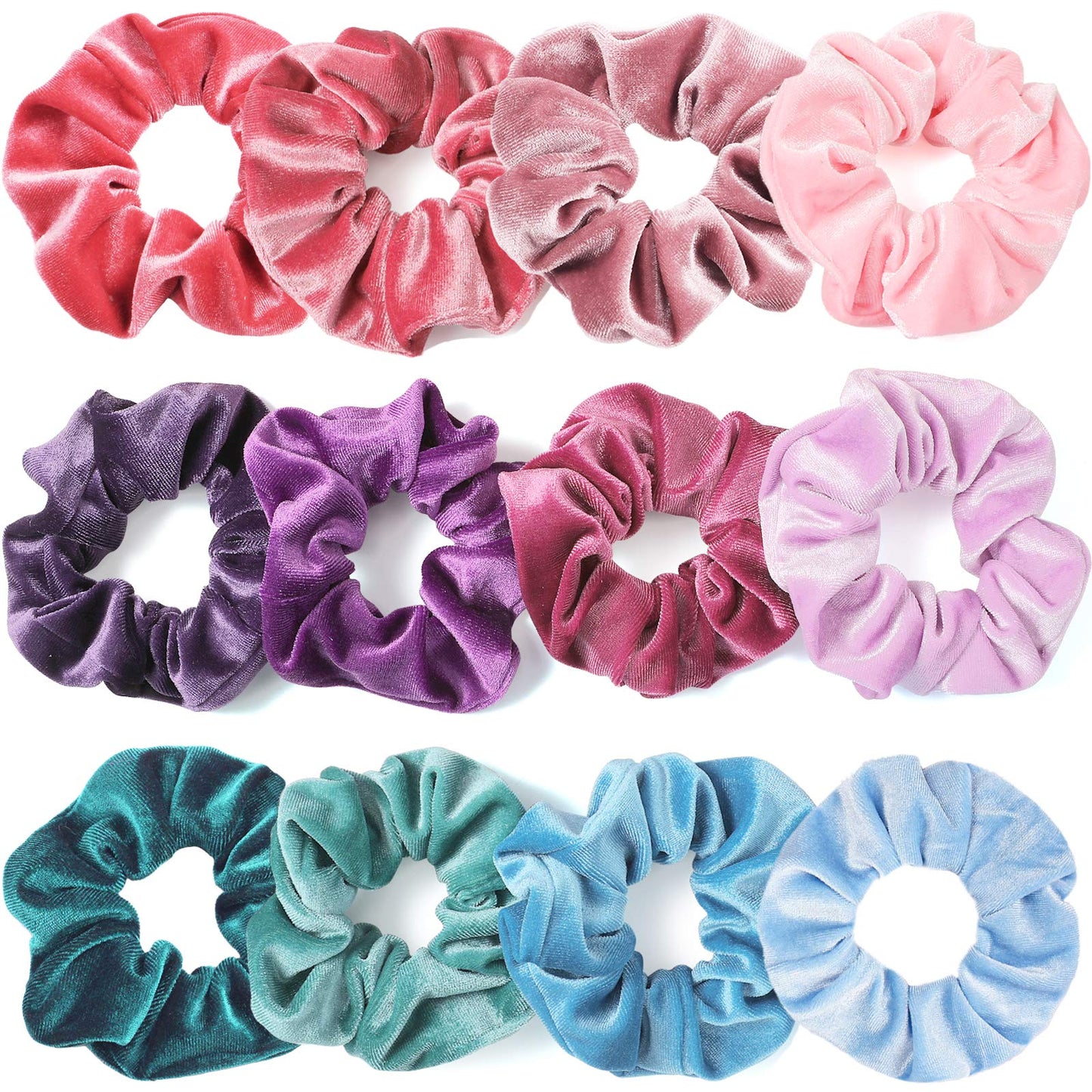 VENUSTE Scrunchies for Women and Girls, Premium Velvet Scrunchy for Hair, Cute Colors Elastic Thick Bands, Soft Ropes Ponytail Holder Hair Accessories, 12 Pack Multi