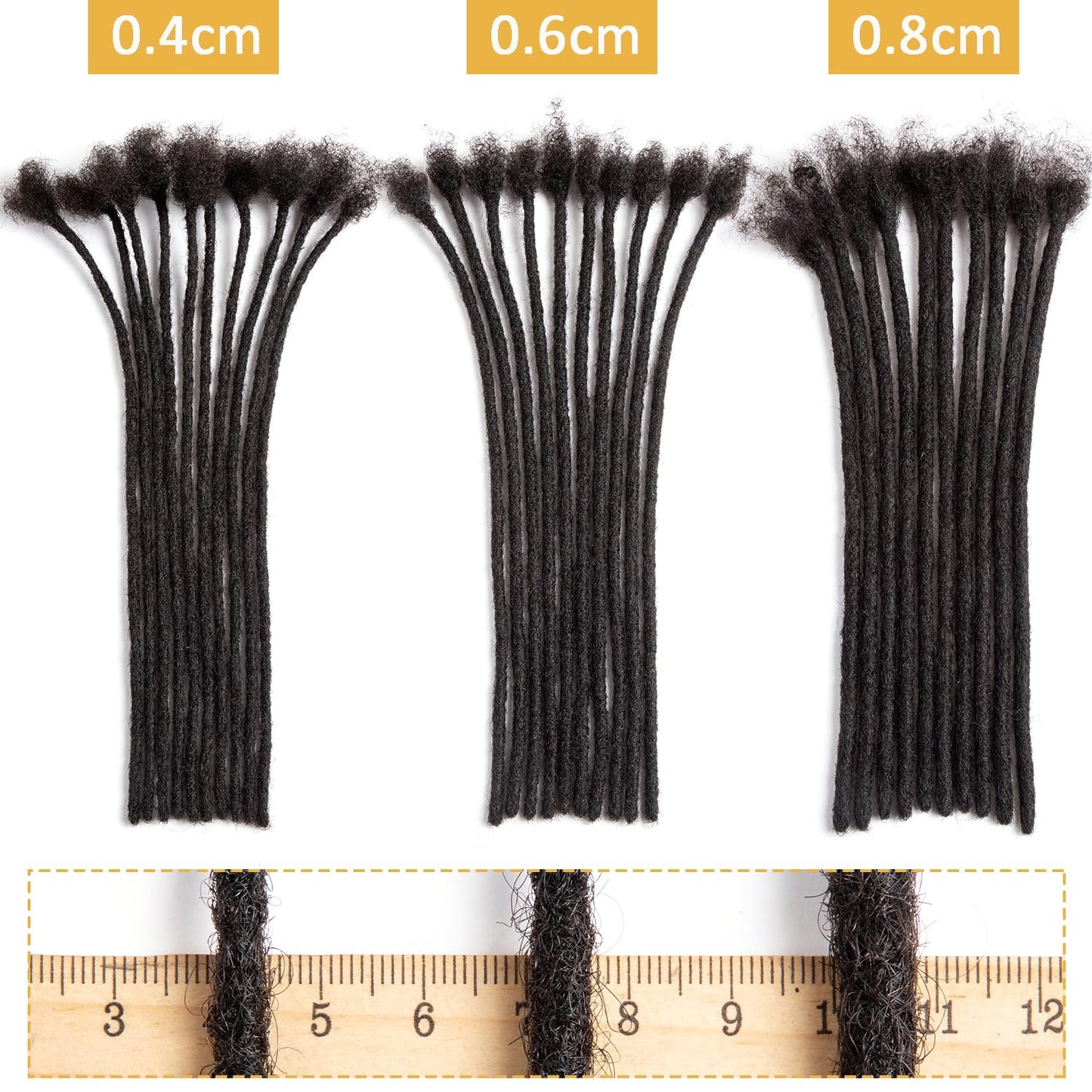 100% Human hair Dreadlocks Extensions 6 inch Afro Kinky 30 Strands 0.4cm Fashion Crochet Braiding Hair For Women by Originea (6 Inch, 30 Locs) 6 Inch (Pack of 30) #1B