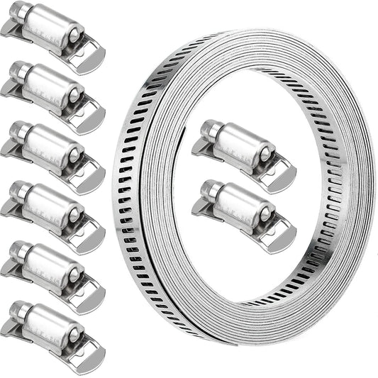 11.5 Feet Hose Clamp with 9 Fasteners, Stainless Steel Jubilee Clips Large Adjustable Clamps Worm, with Fasteners Clamps for Intercooler Pipe Plumbing Tube and Fuel Line