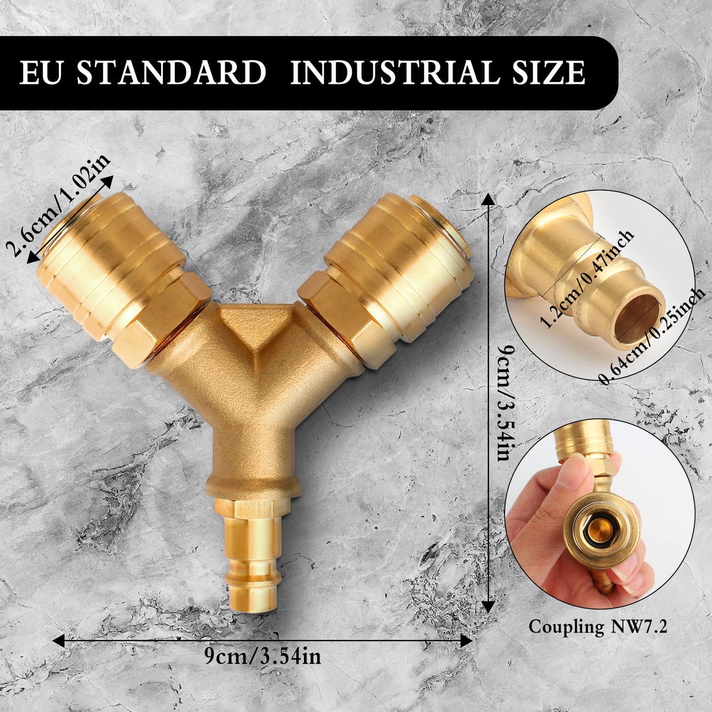 Airline Hose Connectors, 1/4" BSP Air Line Fittings 3 Way Quick Release Y Splitter Airline Coupling for Air Pump Compressor