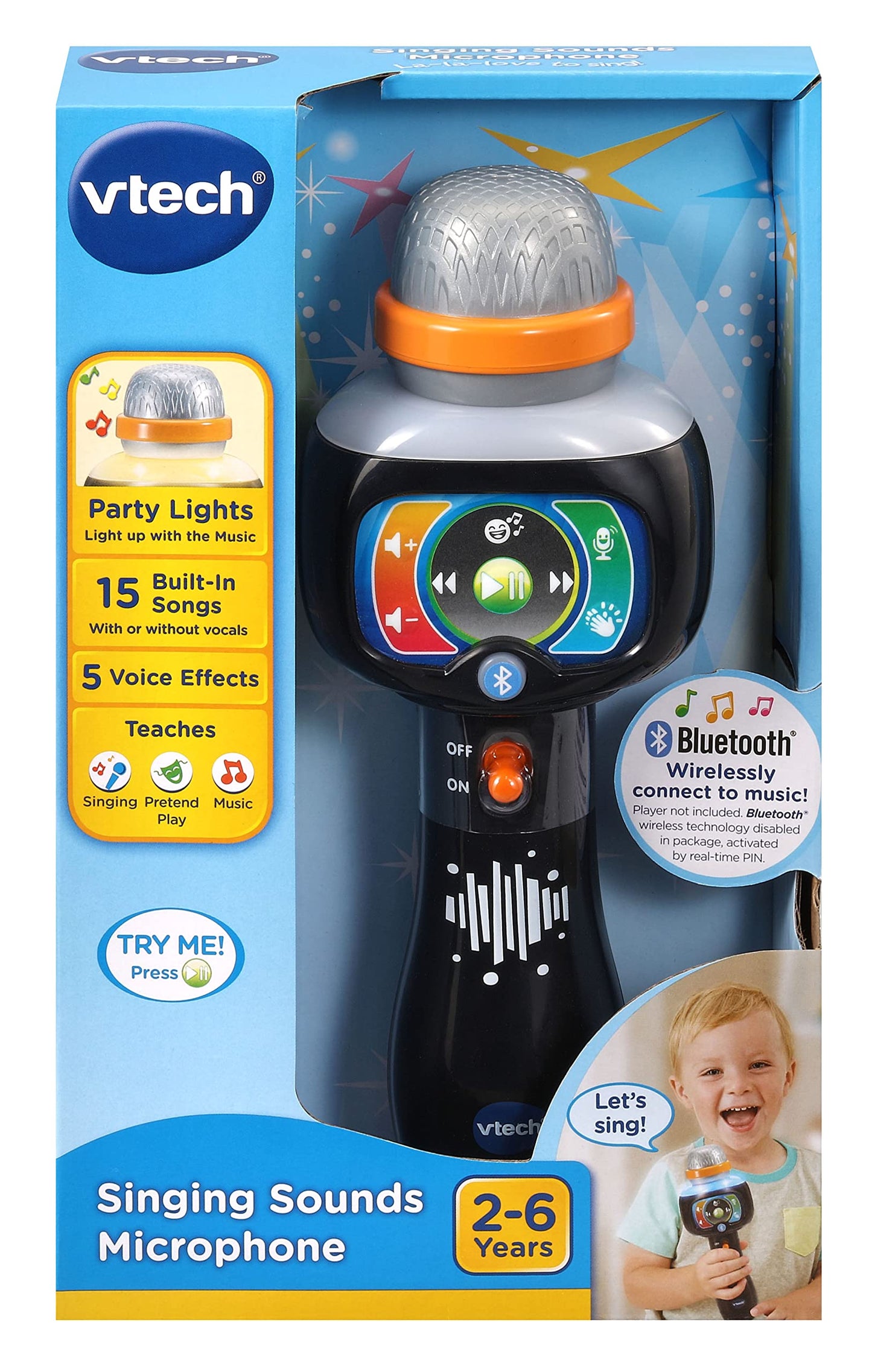 VTech Singing Sounds Microphone, Musical Toddler Toy with Sound Effects & Music, for Boys & Girls aged 2, 3, 4 + years, English Version