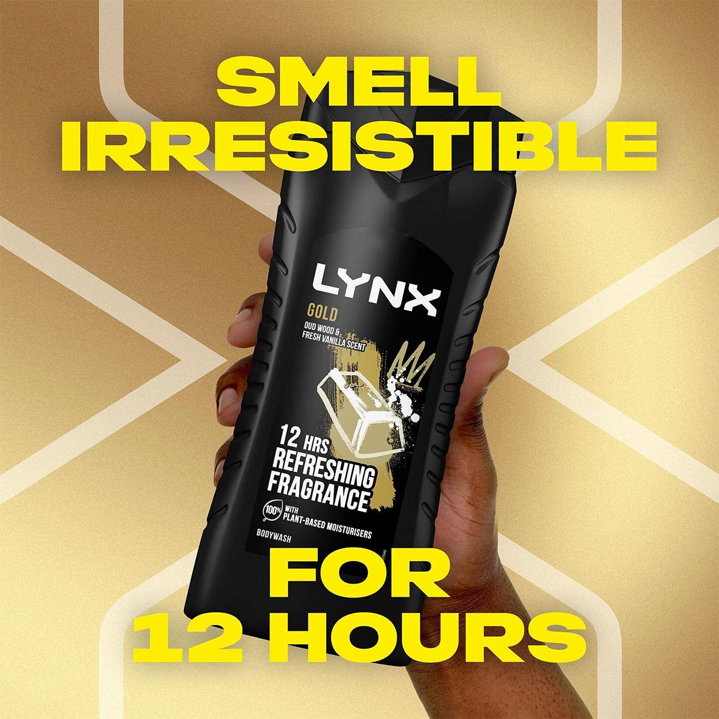 3 Pack of Lynx 12 Hour Refreshing Fragrance Gold Oud Wood and Vanilla Body wash with Plant-based Moisturisers & Dual Action Power, Keep Smelling Irresistible! 225 ml (Pack of 3)