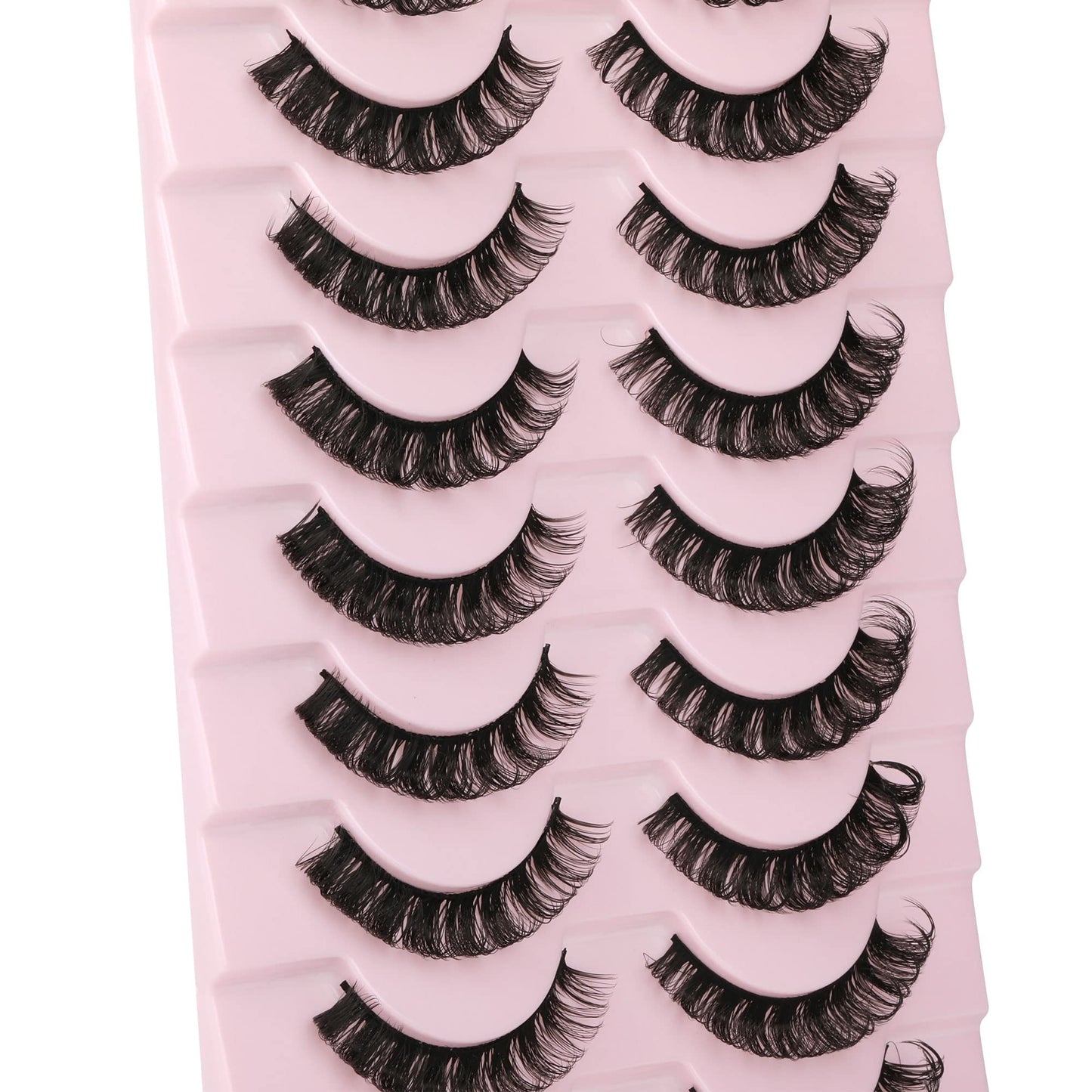 wiwoseo Eyelashes Russian Strip Lashes D Curly Natural Wispy Fluffy 3D Effect Hybrid Fake Eyelashes 10 Pairs Pack A-15MM