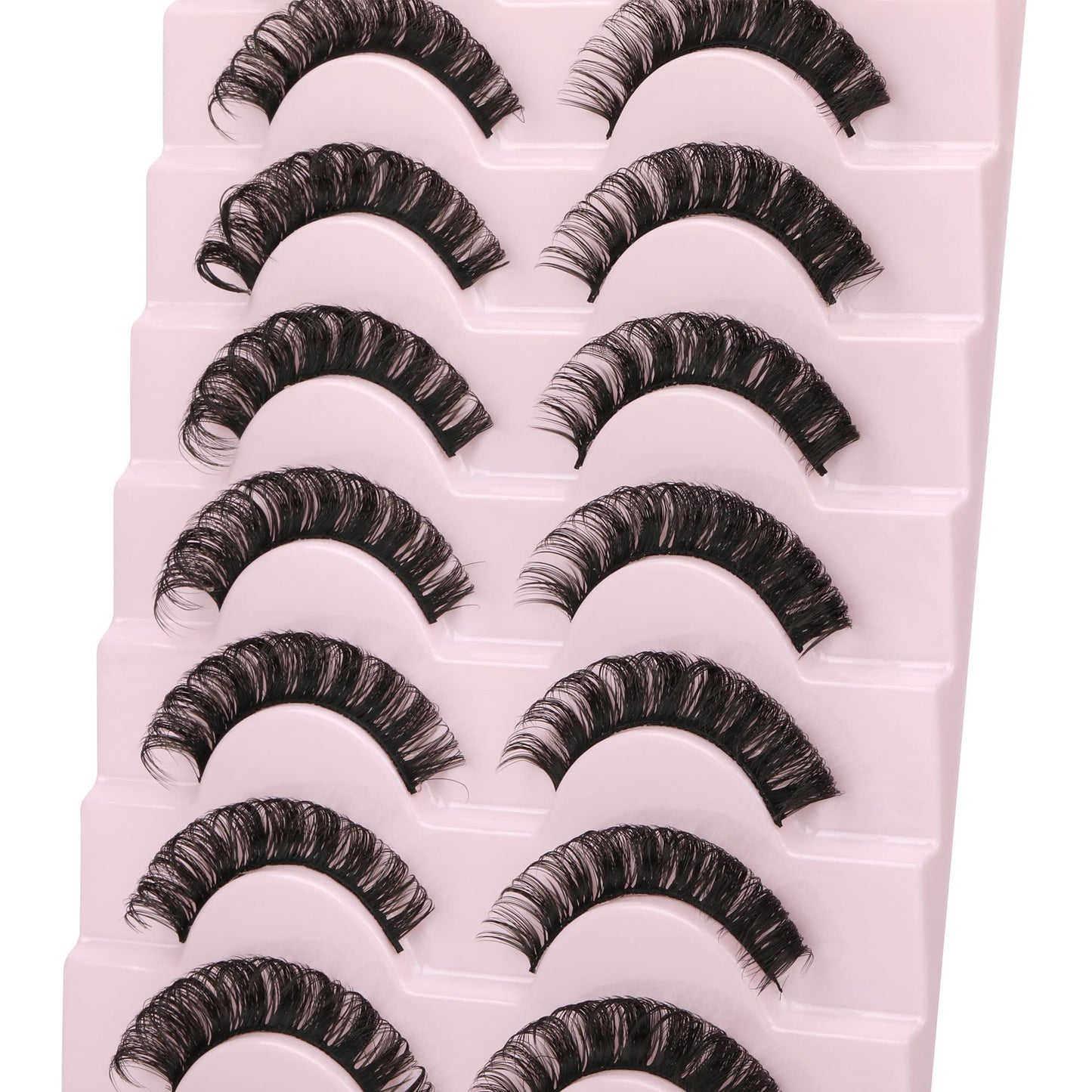 wiwoseo Eyelashes Russian Strip Lashes D Curly Natural Wispy Fluffy 3D Effect Hybrid Fake Eyelashes 10 Pairs Pack A-15MM