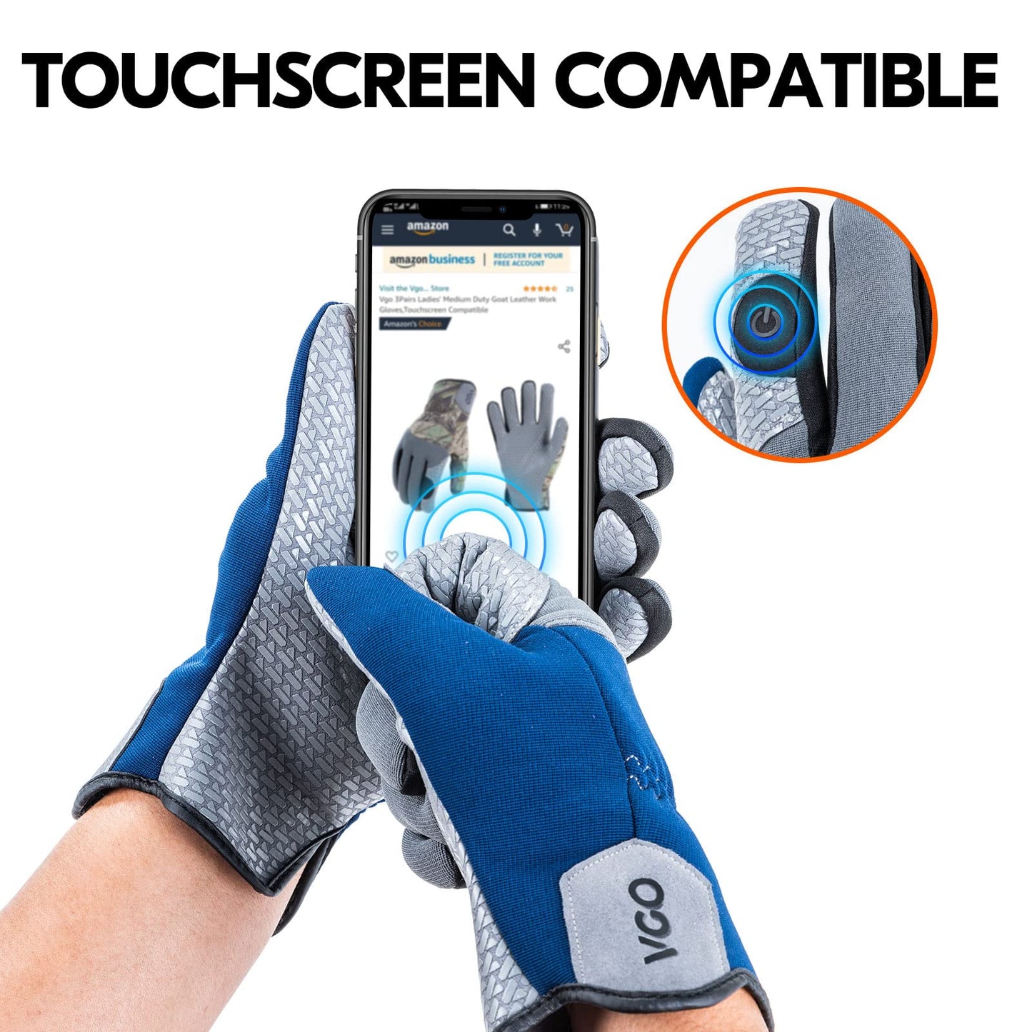 Vgo... Utility Work Gloves Super Grip Touchscreen with Silicone Palm, Mechanics Gloves Light Duty for Warehouse Delivery Mechanics Multipurpose M (Pack of 1) SL7717-BLU