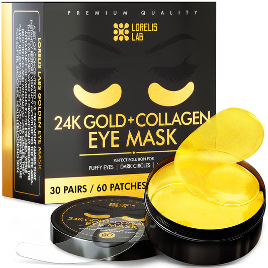 24k Gold Eye Masks for Puffy Eyes and Dark Circles - Anti-Aging, Moisturizing Effect - Under Eye Patches with Collagen, Hyaluronic Acid for Eye Bags, Fine Lines, Wrinkles All Skin Types