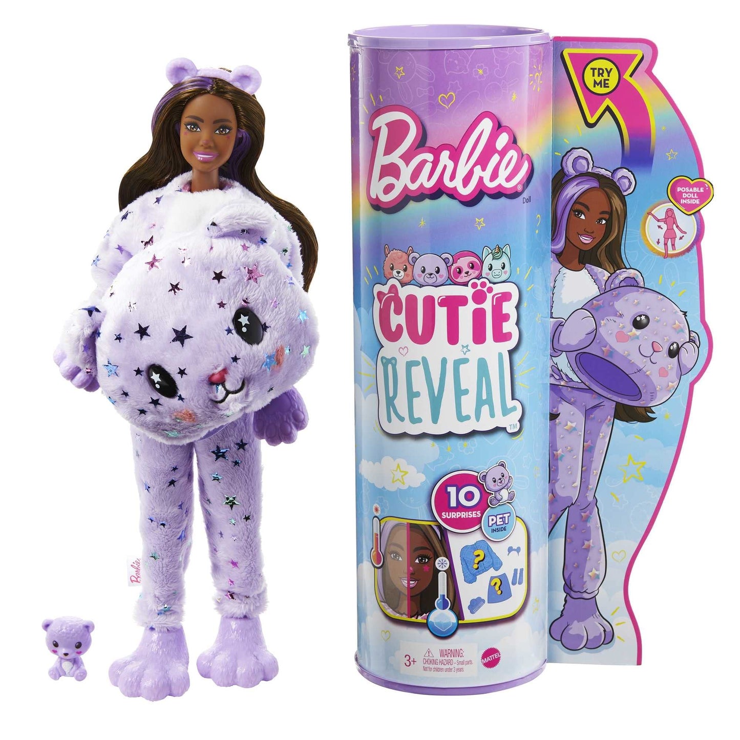 Barbie Cutie Reveal Fantasy Series Doll with Teddy Bear Plush Costume & 10 Surprises Including Mini Pet & Color Change, Gift for Kids 3 Years & Older