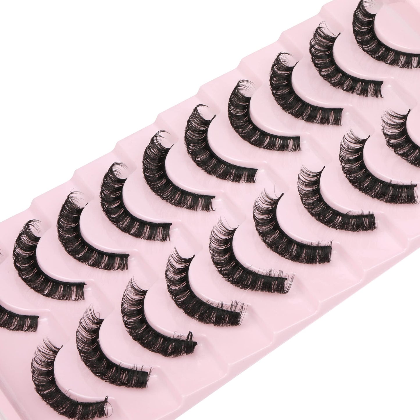 wiwoseo Eyelashes Russian Strip Lashes D Curly Natural Wispy Fluffy 3D Effect Hybrid Fake Eyelashes 10 Pairs Pack A-15MM