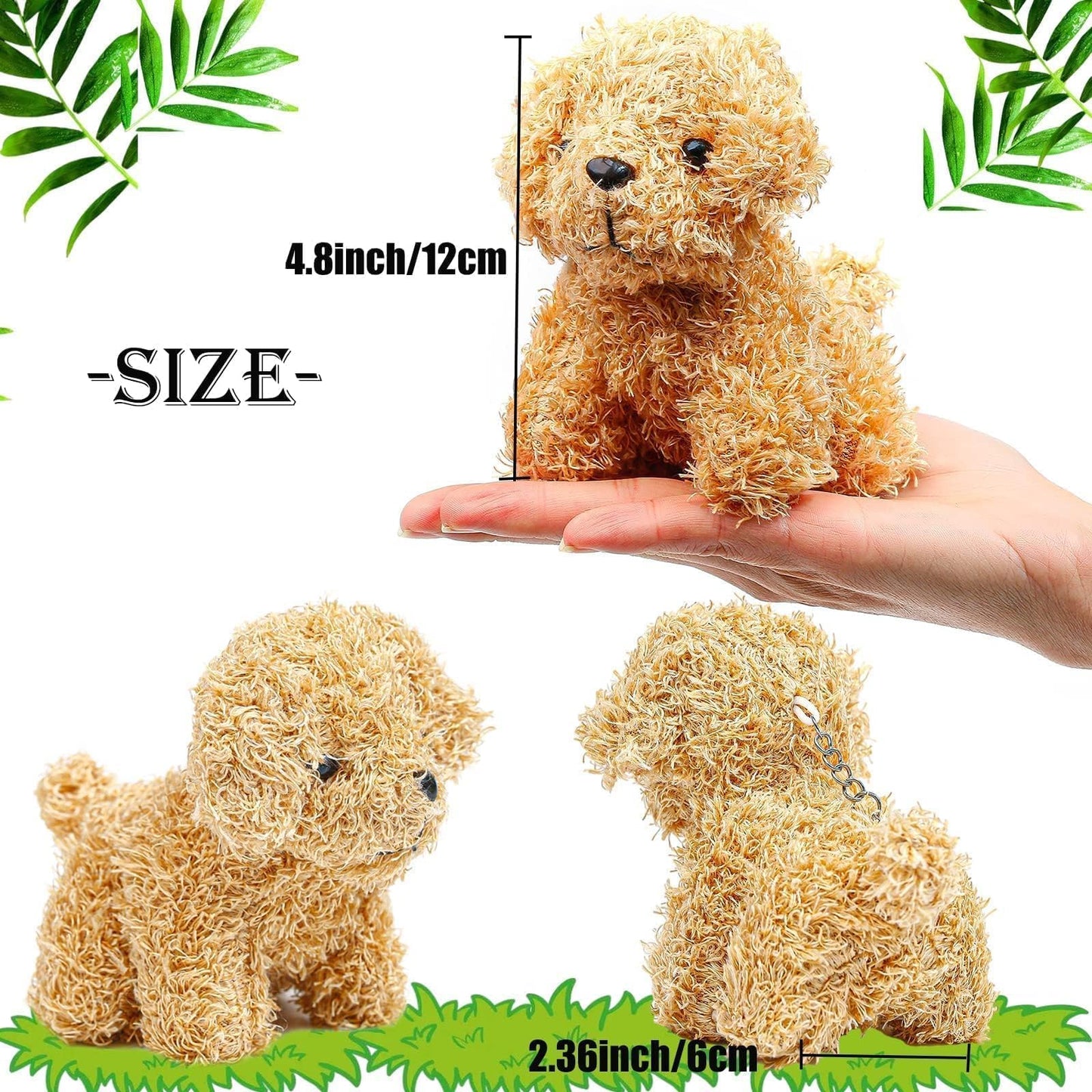 Anboor Small Stuffed Animals 4.8 Inch Cute Puppy Dog Plush Stuffed Animal Doll with Keychain for Birthday Party Favors Present Goodie Bag Fillers (Light brown) Light Brown,1pc