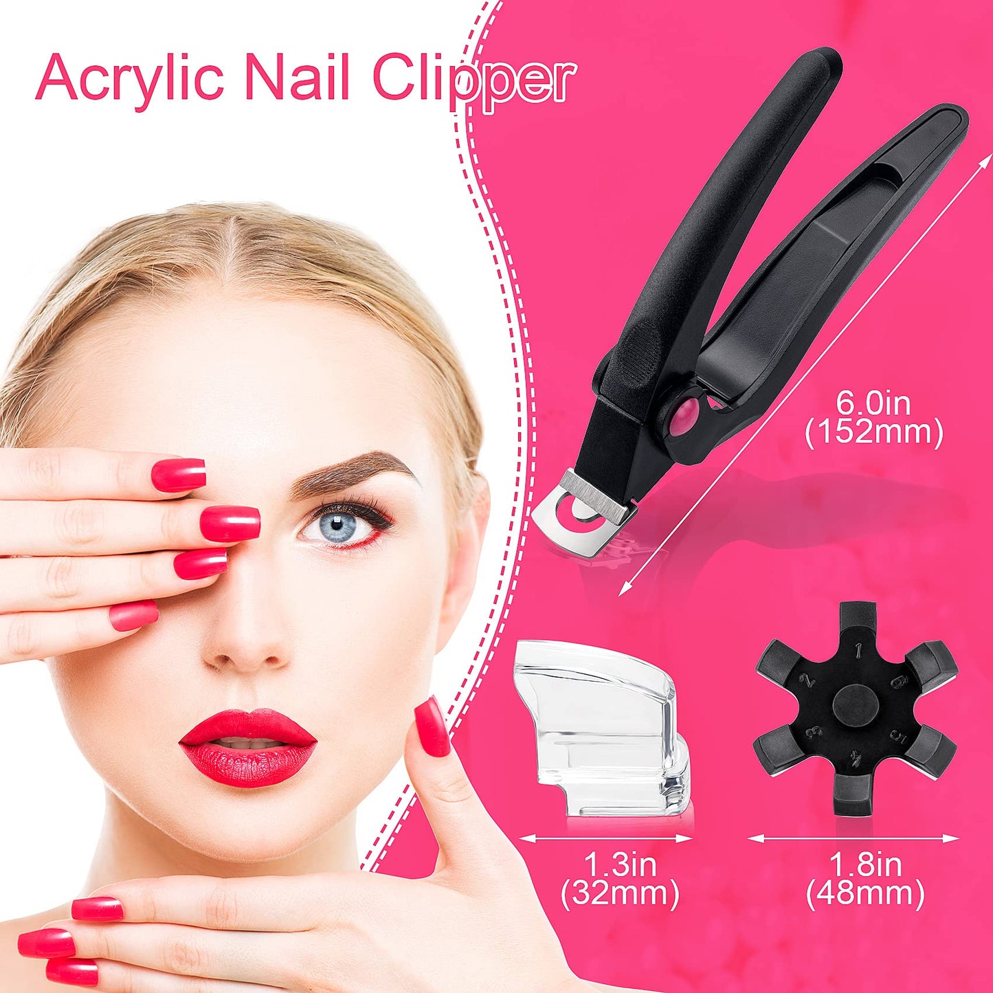 ANCIRS 2 Pack Acrylic Nail Clipper, Adjustable Stainless Steel Nail Trimmer, Artificial Fake Nail Tip Cutter for False Nail Art Manicure Project- White & Black Black & White