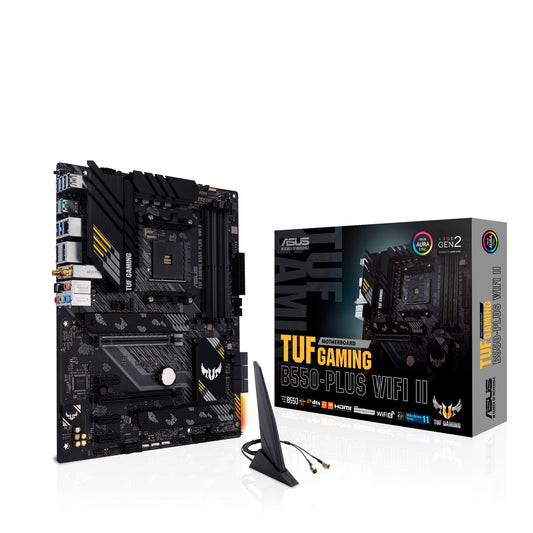 ASUS TUF Gaming B550-PLUS (WI-FI II), AMD B550 (Ryzen AM4) ATX motherboard (PCIe 4.0, dual M.2, 10 DrMOS, DDR4 4400, Intel® WiFi 6, 2.5 Gb Ethernet, HDMI, DisplayPort, USB 3.2 Gen 2 Type-A and Type-C)