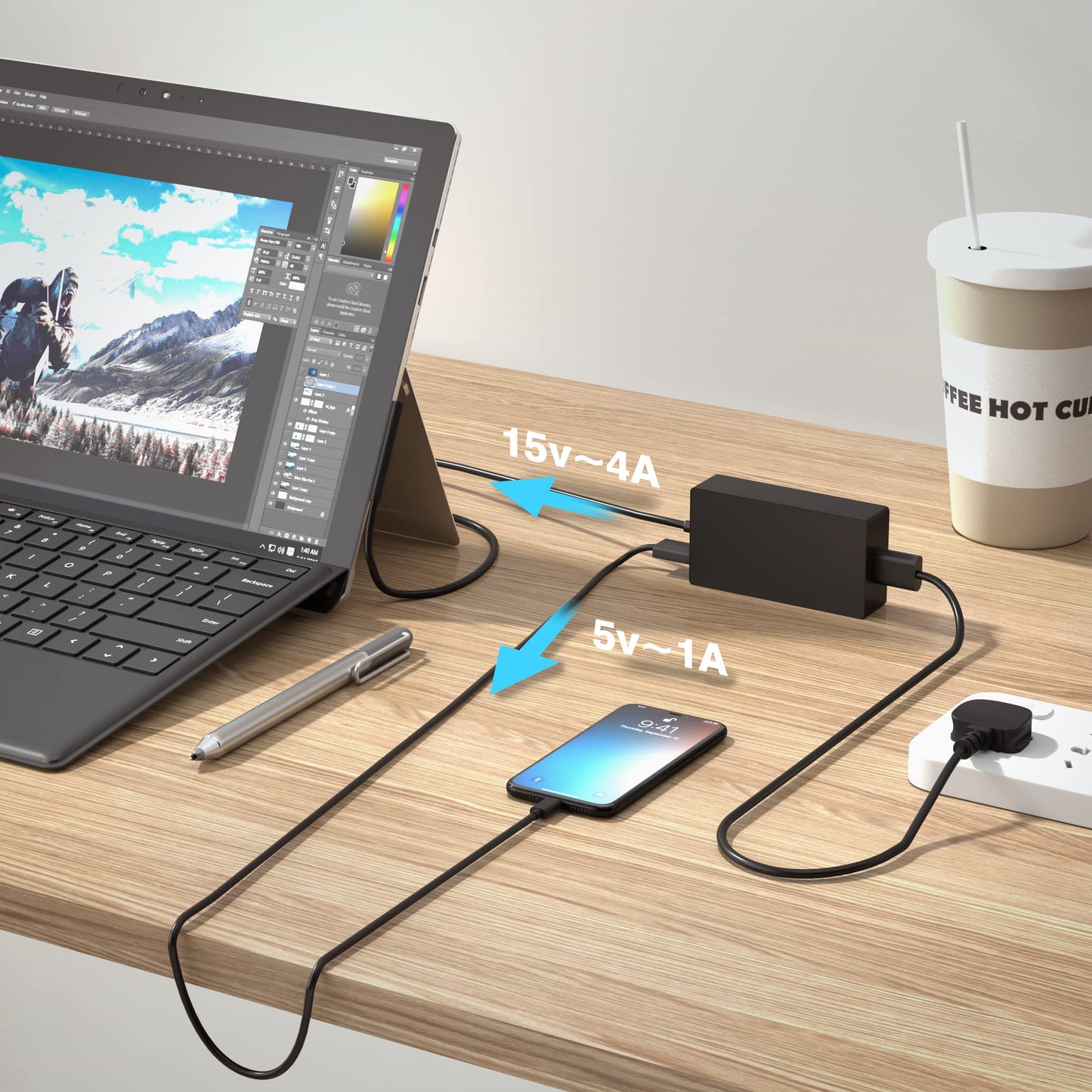 65W Surface Pro Charger Compatible with Microsoft Surface Pro Laptop Charger UK, Surface Pro 8/X/7/6/5/4/3, Surface Go 1/2/3/4, Surface Book 1/2, Windows Surface Laptop Charger 65W Surface Pro Charger