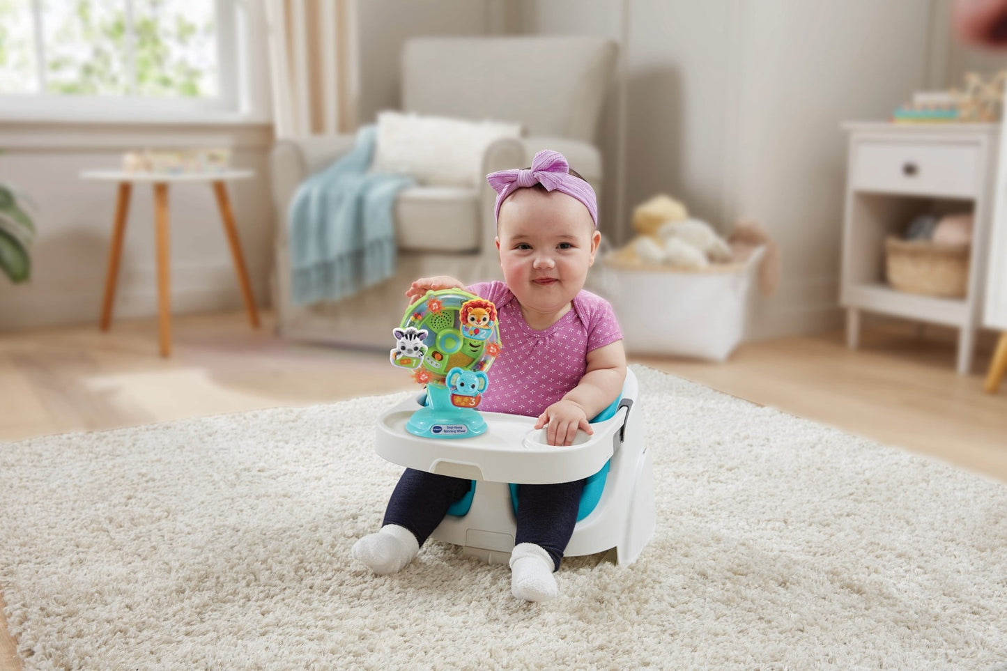 VTech Baby Sing Along Spinning Wheel, Baby Sensory Toy with Colours, Objects and Animals, Spinning Wheel Toy with Suction Cup, 6 Months +, English Version New version