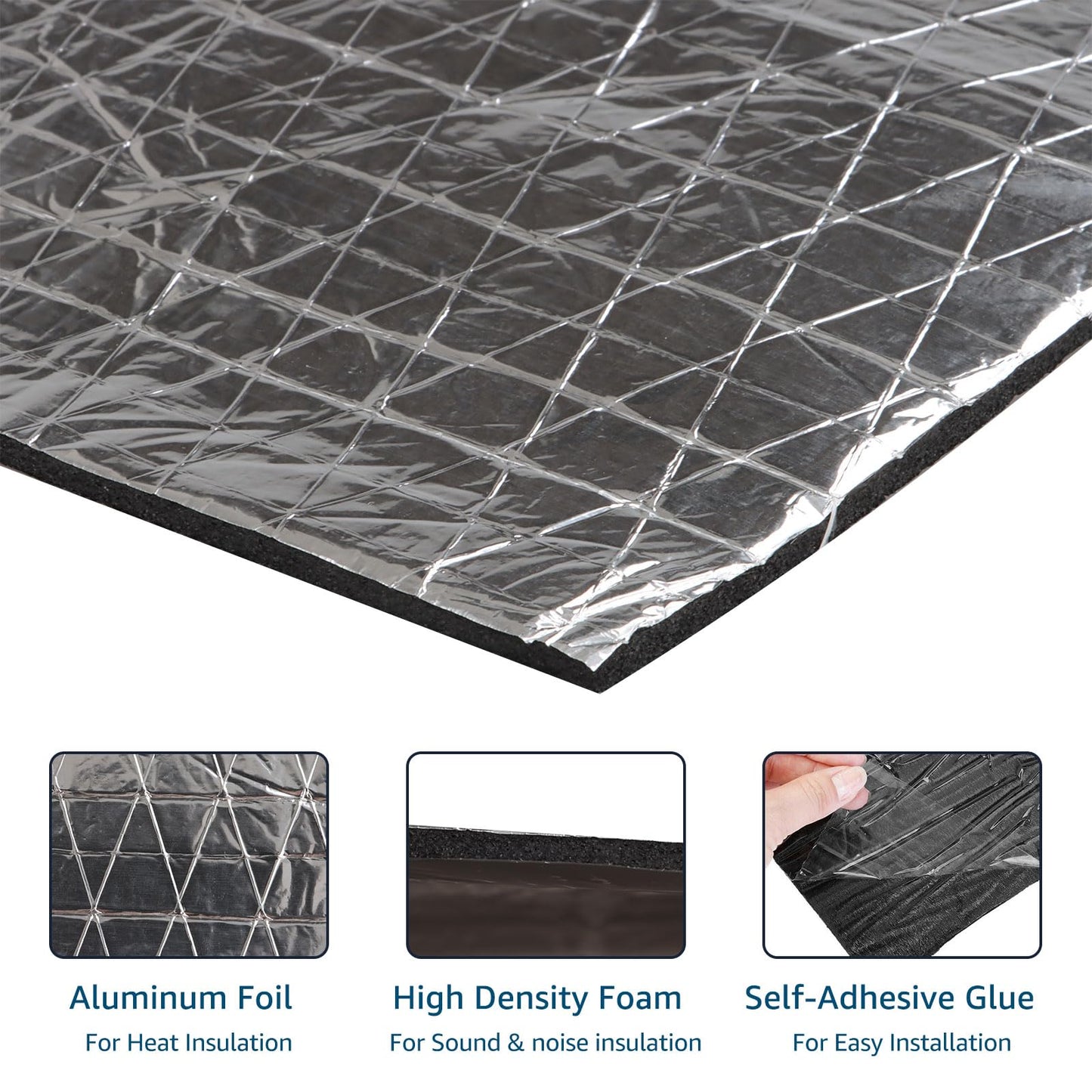 YOUNTHYE Self Adhesive Reflective Aluminium Foam Insulation 5mm Thick, 24cm x 10m Radiator Reflector Panels, Foil Insulation Roll for Floors, Roofs, Garage Doors and Camper Vans