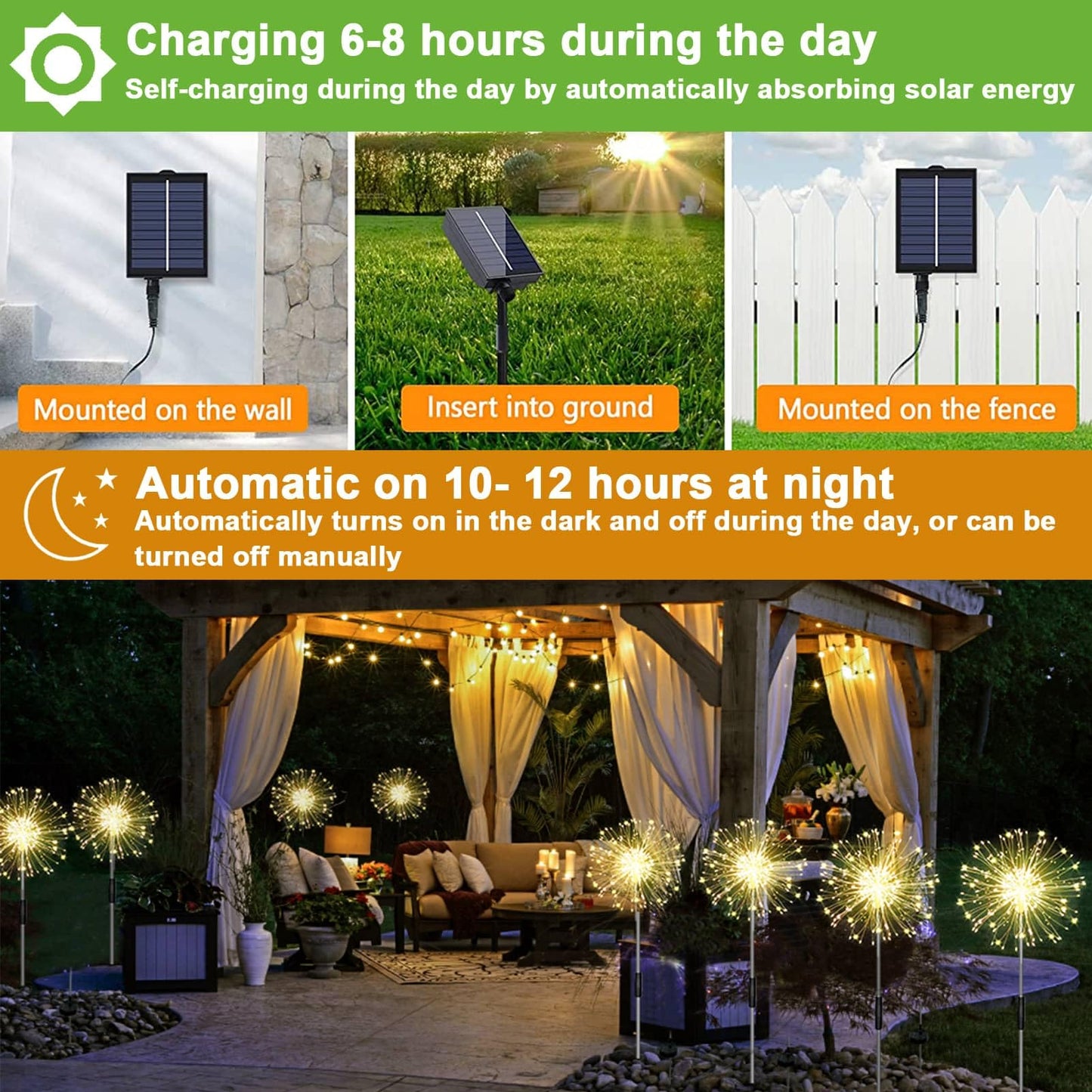 yowin Garden Lights Solar Powered 4x120 LED Firework Solar Lights Outdoor Garden with Remote, 8 Modes Starburst Solar Stake Lights Waterproof Dandelion Lights for Pathway Patio Balcony Decorations Warm White