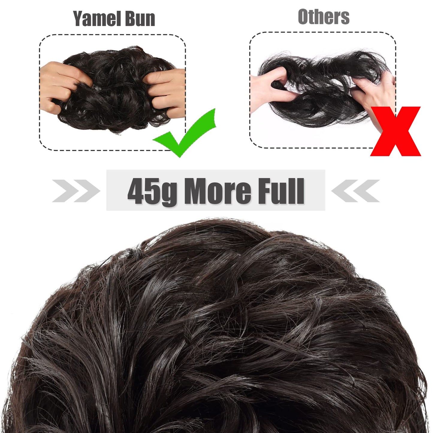 Yamel Messy Bun Hair Pieces for Women Hair Bun Extension Dark Brown Updo Curly Messy Bun Scrunchie