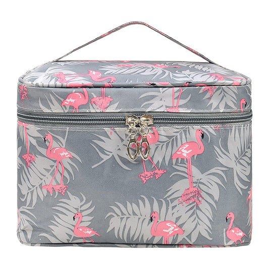 Toiletry Bags for Women, Large Cosmetic Storage Toiletry Bag, Double Zipper Travel Make Up Bag, Flamingo Toiletry Wash Bag, Waterproof Makeup Organizer Bag with Handle for Women Teenage Girls(Grey) Grey Flamingo