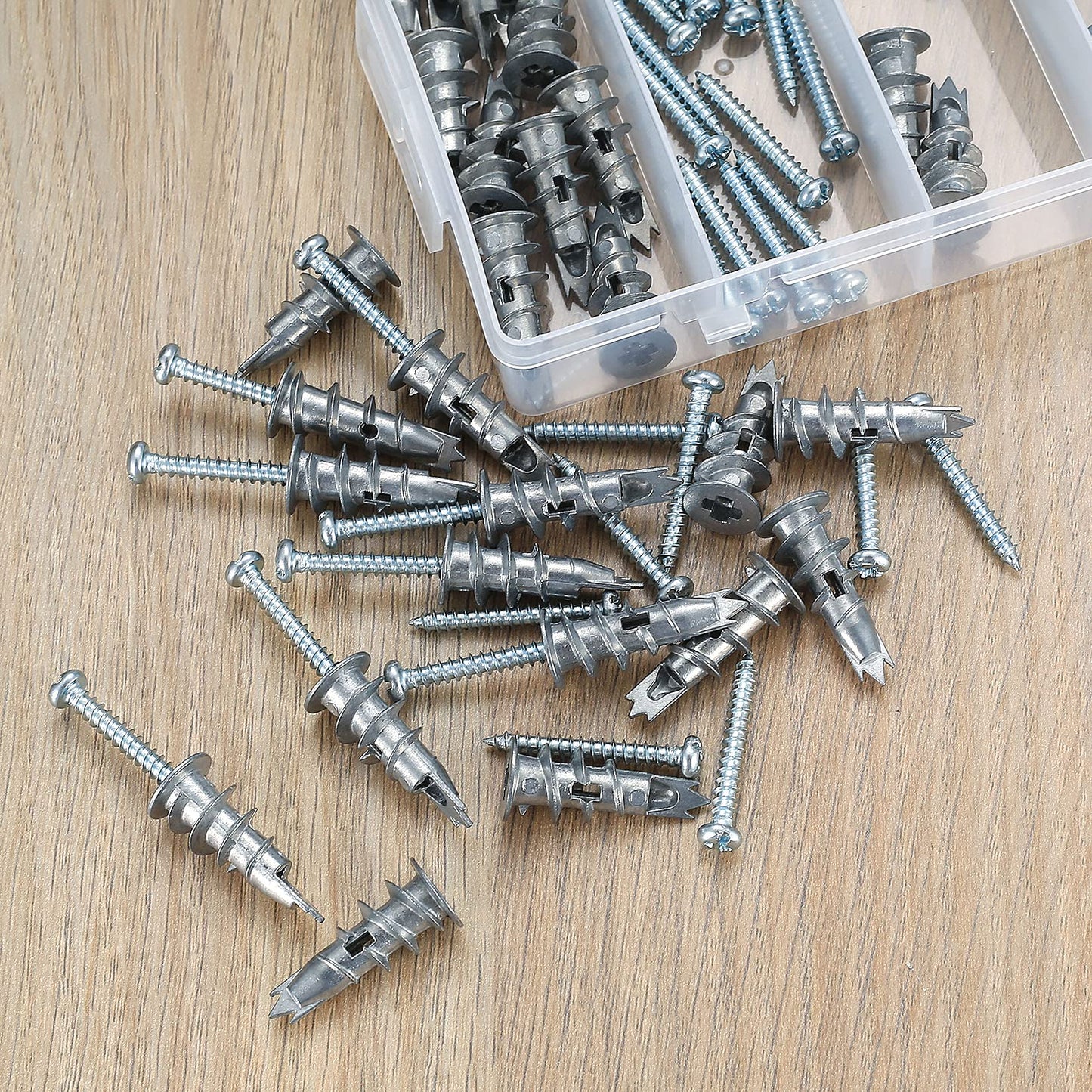 120 Pcs Self Drilling Plasterboard Fixings Raw Plugs and Screws, Cavity Wall Screws and Drywall Anchors, Metal Plaster Boarding Screws Fixings Kits Heavy Duty (3 pointed tips) 3 pointed tips