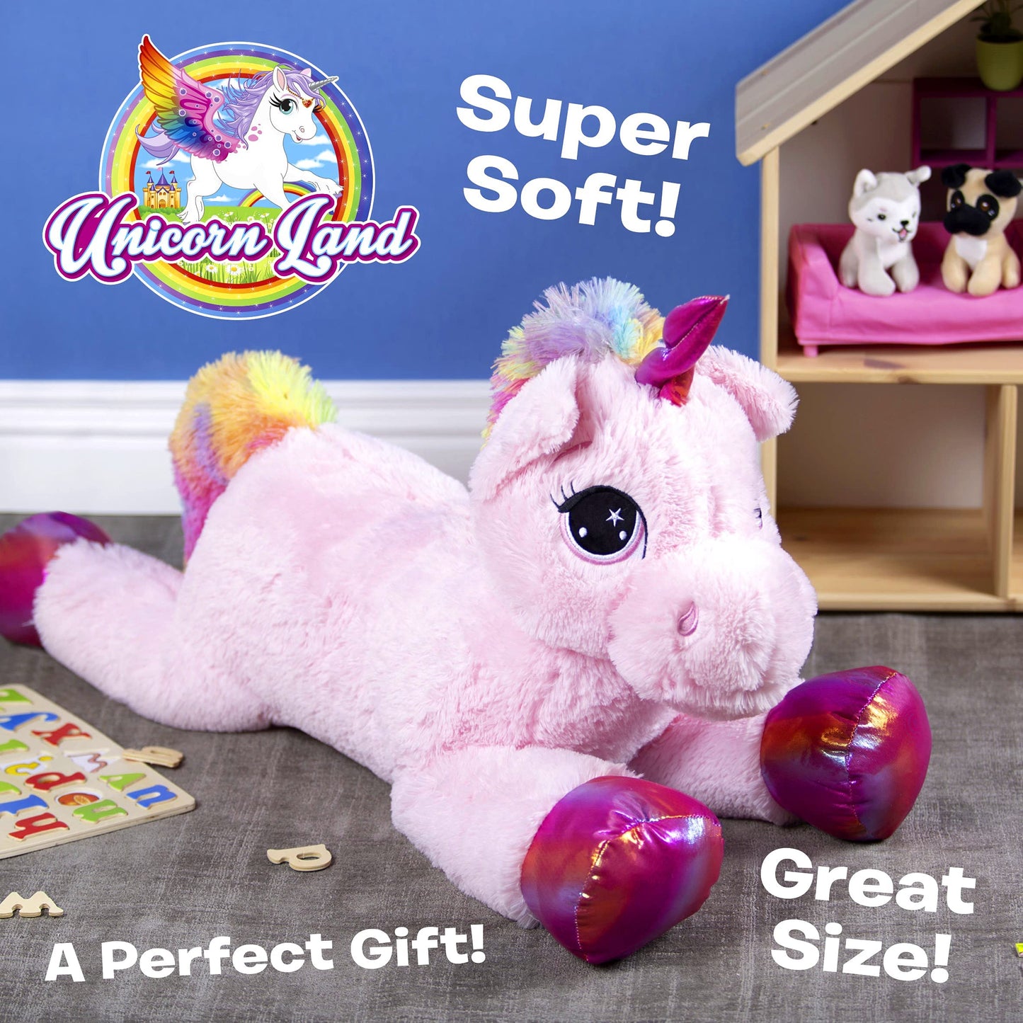 VFM - Premium Rainbow Plush Unicorn Soft Toy (60cm)