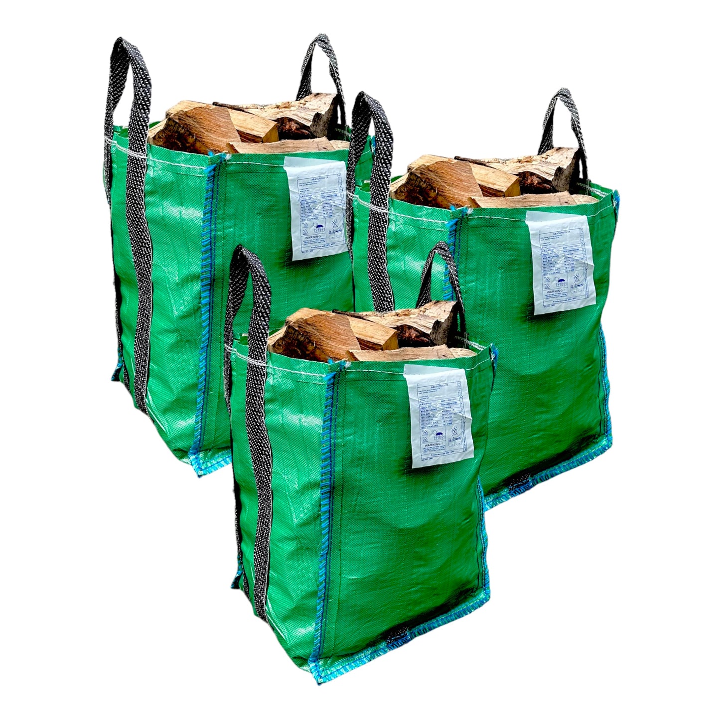 A&A Supplies UK - 3 x Garden Waste Bags - 120 Litre - Sacks - With Bottom Handles - Strong Recyclable Reusable for Grass Leaves Storage, Green