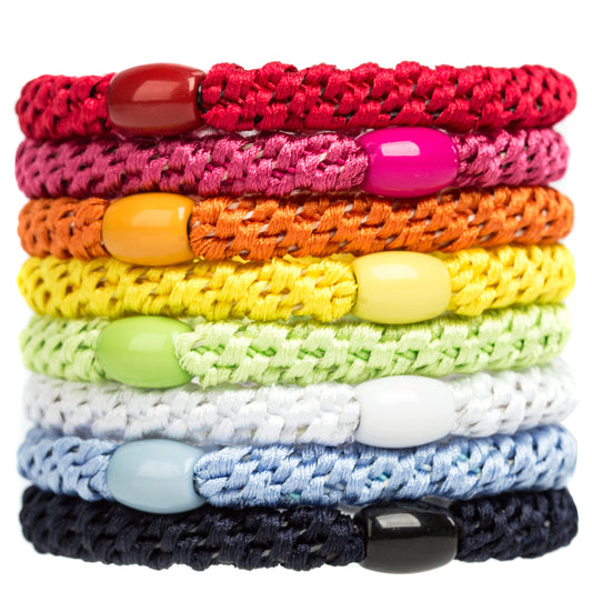 AXEN 8PCS Elastic Hair Tie for Women Girls, Cotton Bands Soft Woven Ponytail Holders for Thick Hair and Curly Hair, Mixed Colors All Mixed Colors