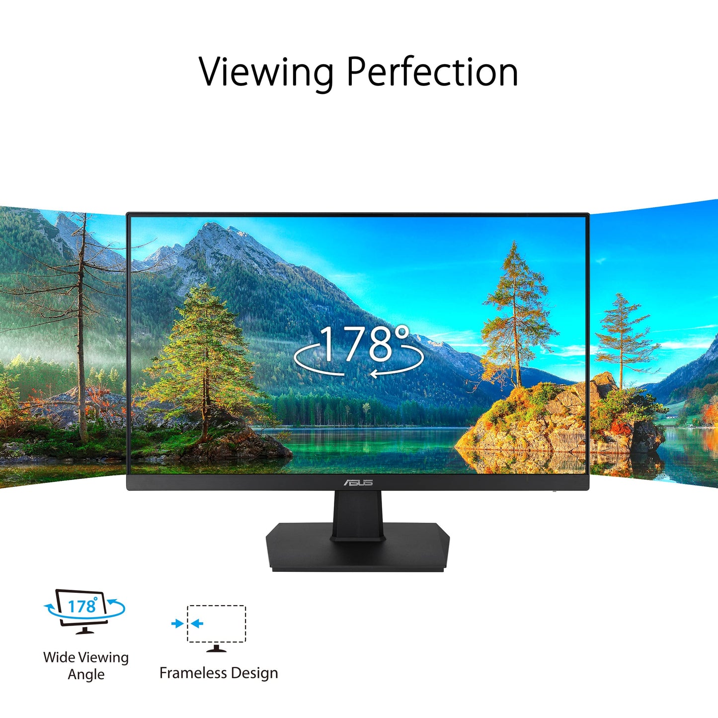 ASUS VA247HE Eye Care Monitor â€“ 23.8 inch, Full HD, Frameless, 75Hz, Adaptive-Sync/FreeSync, Low Blue Light, Flicker Free, Wall Mountable 24" HDMI DVI, HDMI, D-Sub