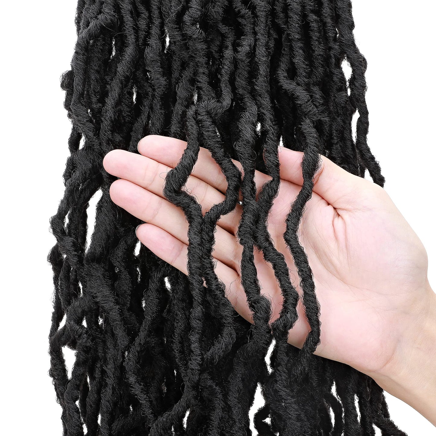 24 Inch Nu Faux Locs Crochet Hair 3 Packs 110g Pre-looped Goddess Locs Crochet Hair 21 Strands/Pack Soft Dreadlocks Synthetic Hair Extensions Natural Black 24inch-3packs