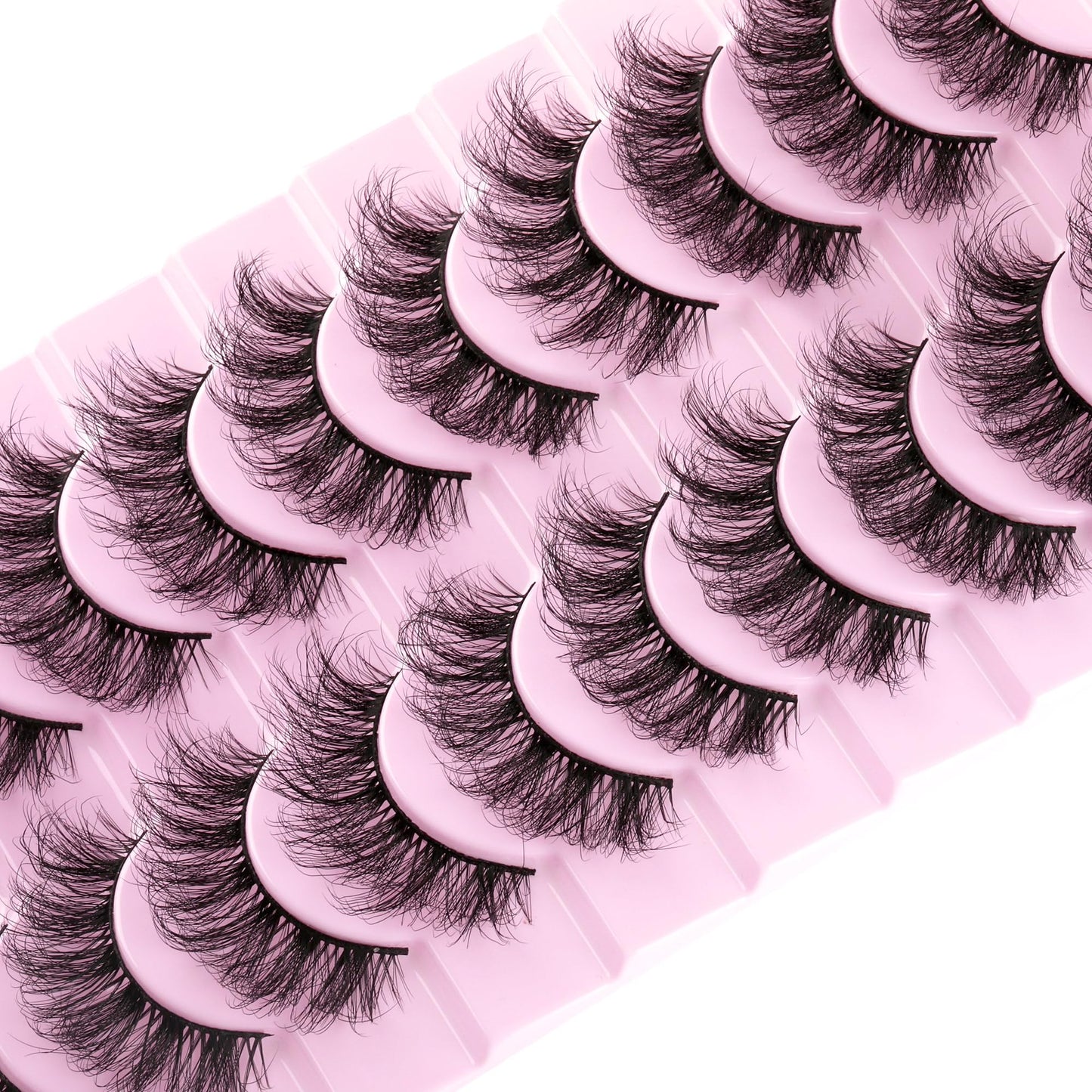 wiwoseo Eyelashes Natural Fluffy Faux Mink Lashes 3D Thick Volume D Curl Wispy Eyelashes that Look Like Extensions Fake Eyelashes 10 Pairs Pack A-16MM-i